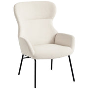 Poltrona imbottita con schienale alto e gambe in metallo ¨C zephmum ¨C crema