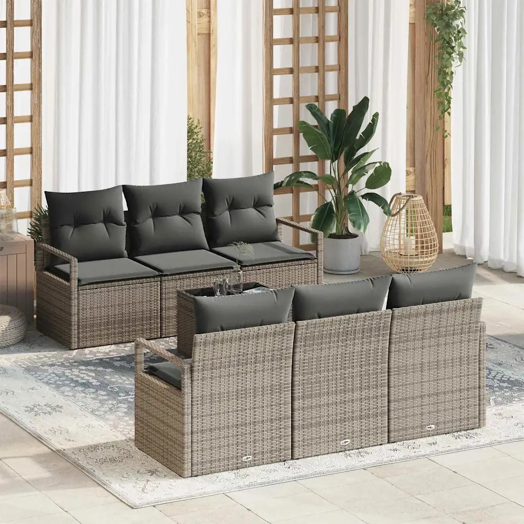 Set Divano da Giardino con cuscino 7 pcs Grigio polyrattan 3354938