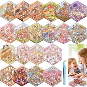 Libreria di Sticker 50 Fogli - Sticker Miniatutisti - Sticker 3D Riciclabili - Progetti Fai da Te - Applicatore di Sticker Incluso - Materiale PET