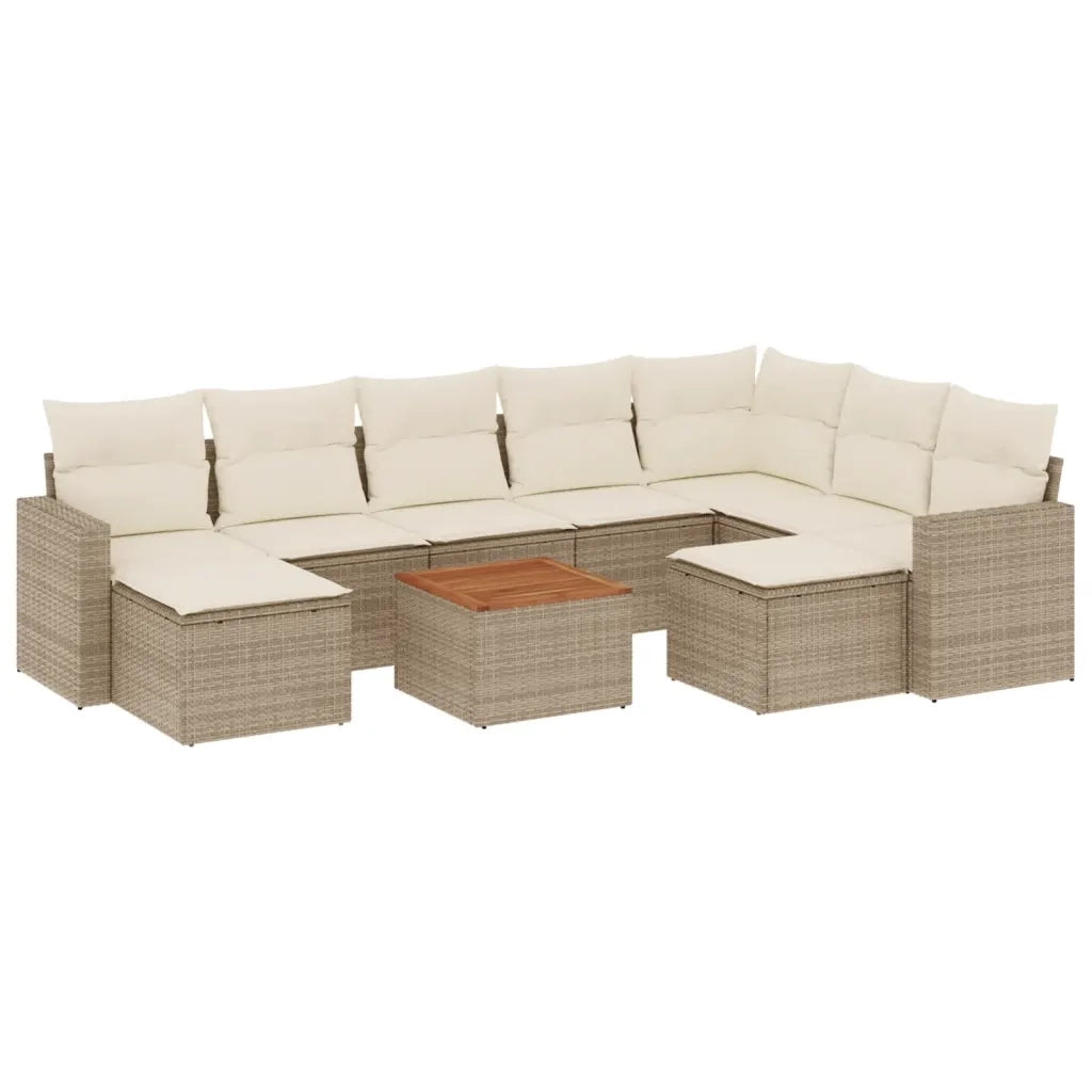 Set Divano da Giardino 10 pz con Cuscini Beige in Polyrattan 3224406