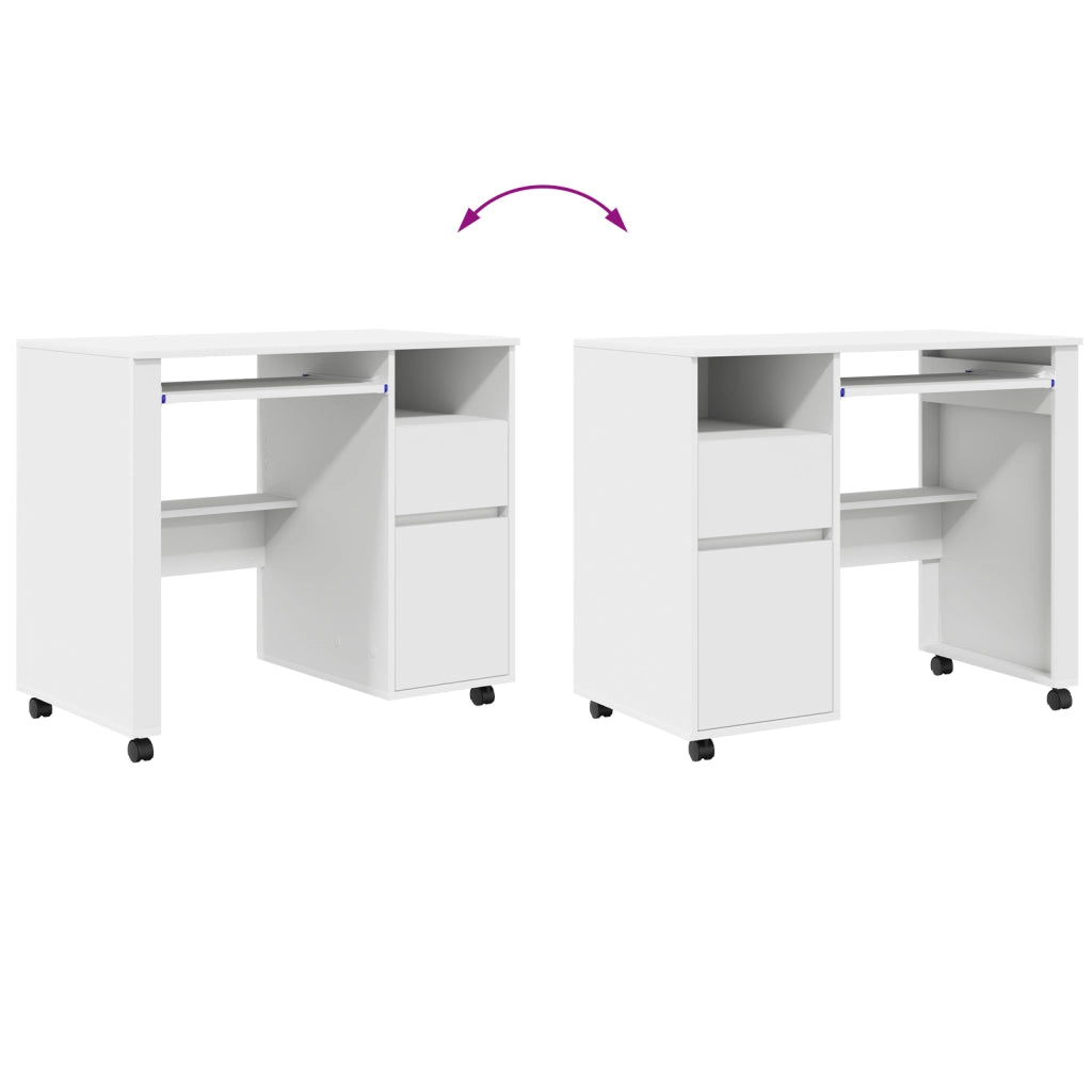 Scrivania Bianca con Cassetti Bianca MDF, Truciolare Standard