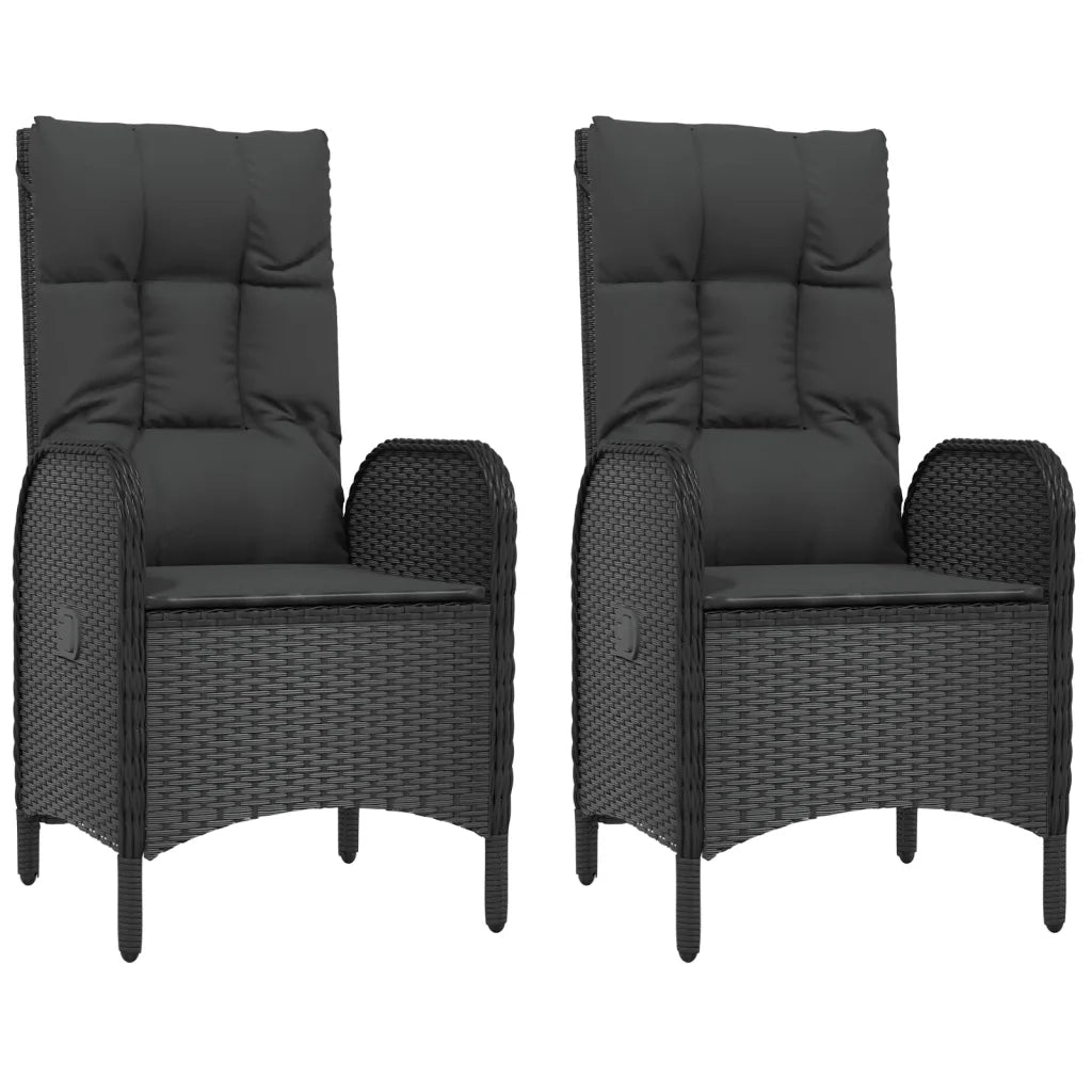 Set da Pranzo da Giardino 3 pz con Cuscini Nero in Polyrattan 3185093