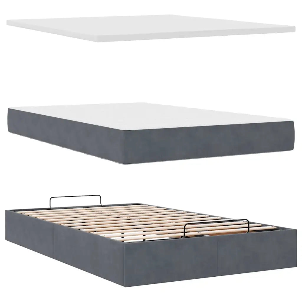 Struttura Letto Pouf con Materasso 120x200 cm Velluto 3311766