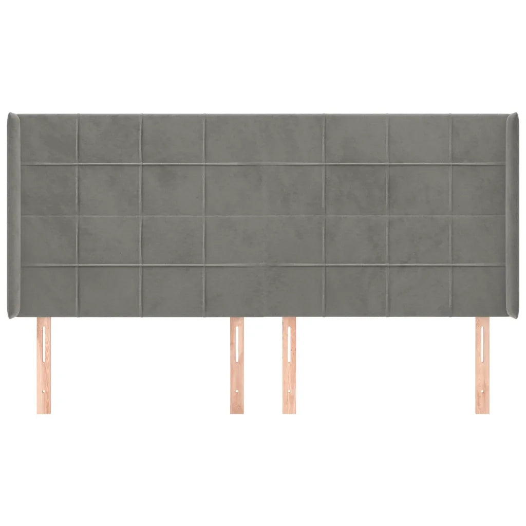 Testiera | Testata ad Orecchio Grigio Chiaro 163x16x118/128 cm in Velluto
