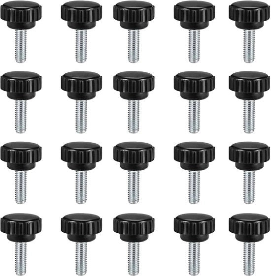 Viti a maniglia 20 pezzi - M6 viti a maniglia - Testa a guscio - Lunghezza del filo 15mm - Diametro 20mm - Maniglia comoda - Viti a maniglia con maniglia