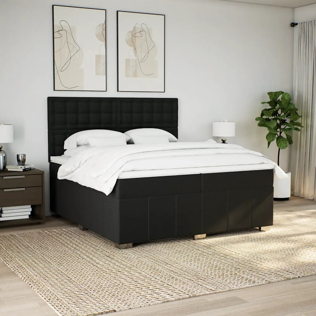 Giroletto a Molle con Materasso Nero 200x200 cm in Tessuto