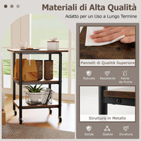Supporto per Stampante, Carrello Stampante a 3 Livelli con Ripiani di Stoccaggio e Ruote con Blocco, Altezza Regolabile, per Stampante 3D Scanner Fax, 49 x 40 x 65/77 cm (Marrone)