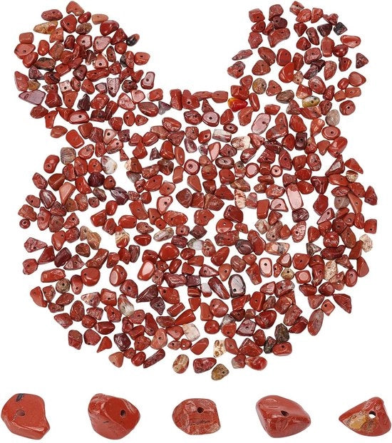 Pietre di conchiglia naturali - Pietre di jaspide rosse - 400 pezzi - Adatti per hobby e artigianato - Per creare bracciali e orecchini
