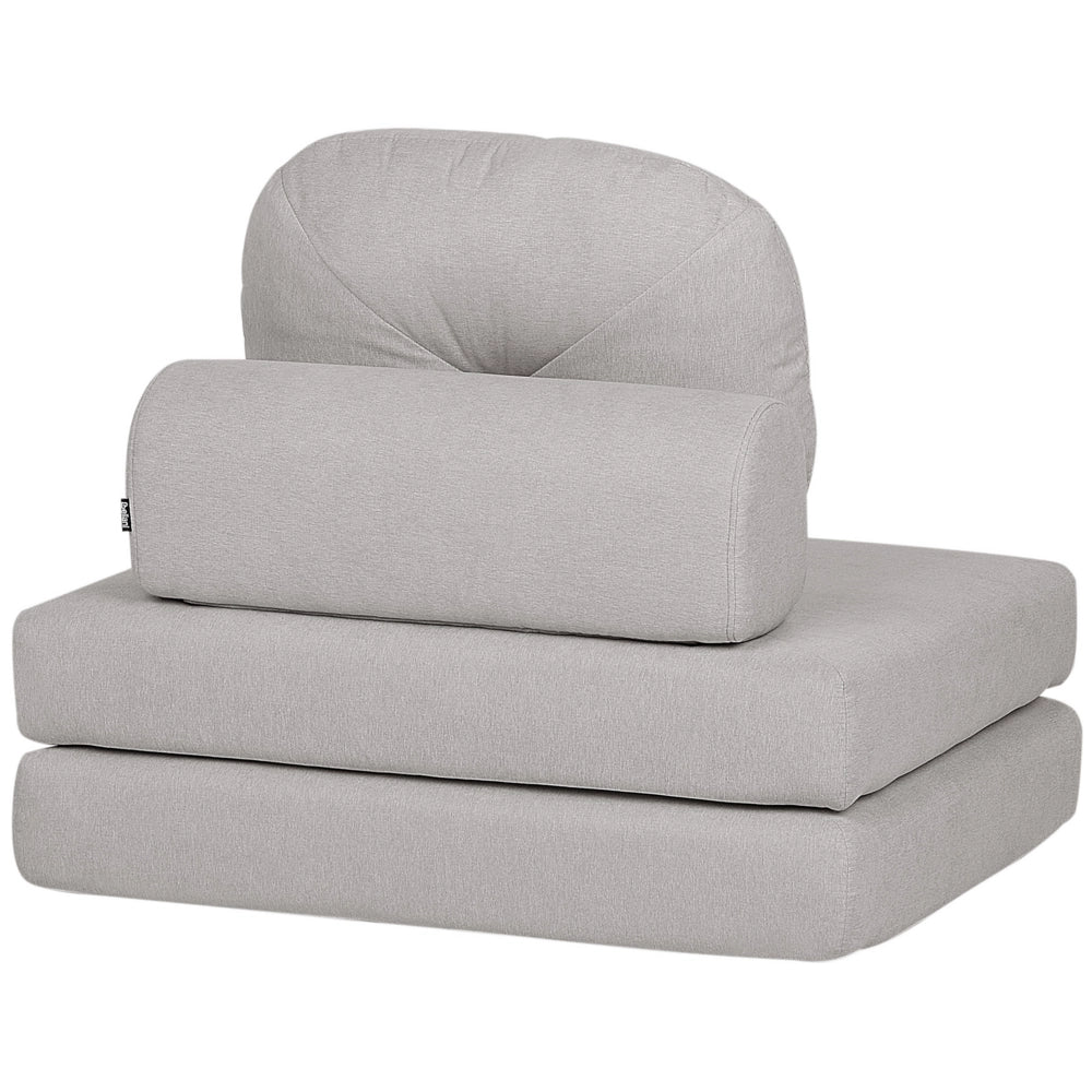 Divano pieghevole e trasformabile in letto in tessuto grigio chiaro stile moderno soggiorno
