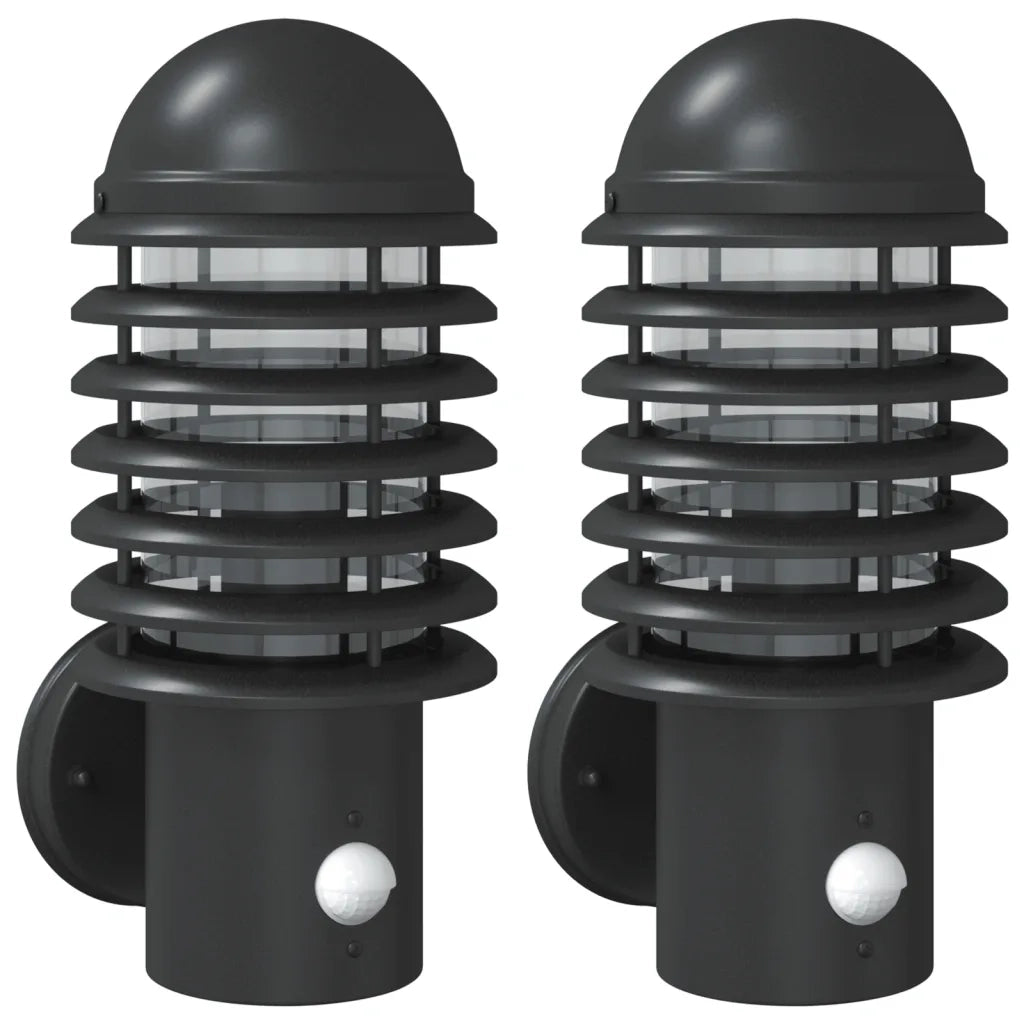 Applique per Esterno con Sensore 2 pz Nere in Acciaio Inox 4006255