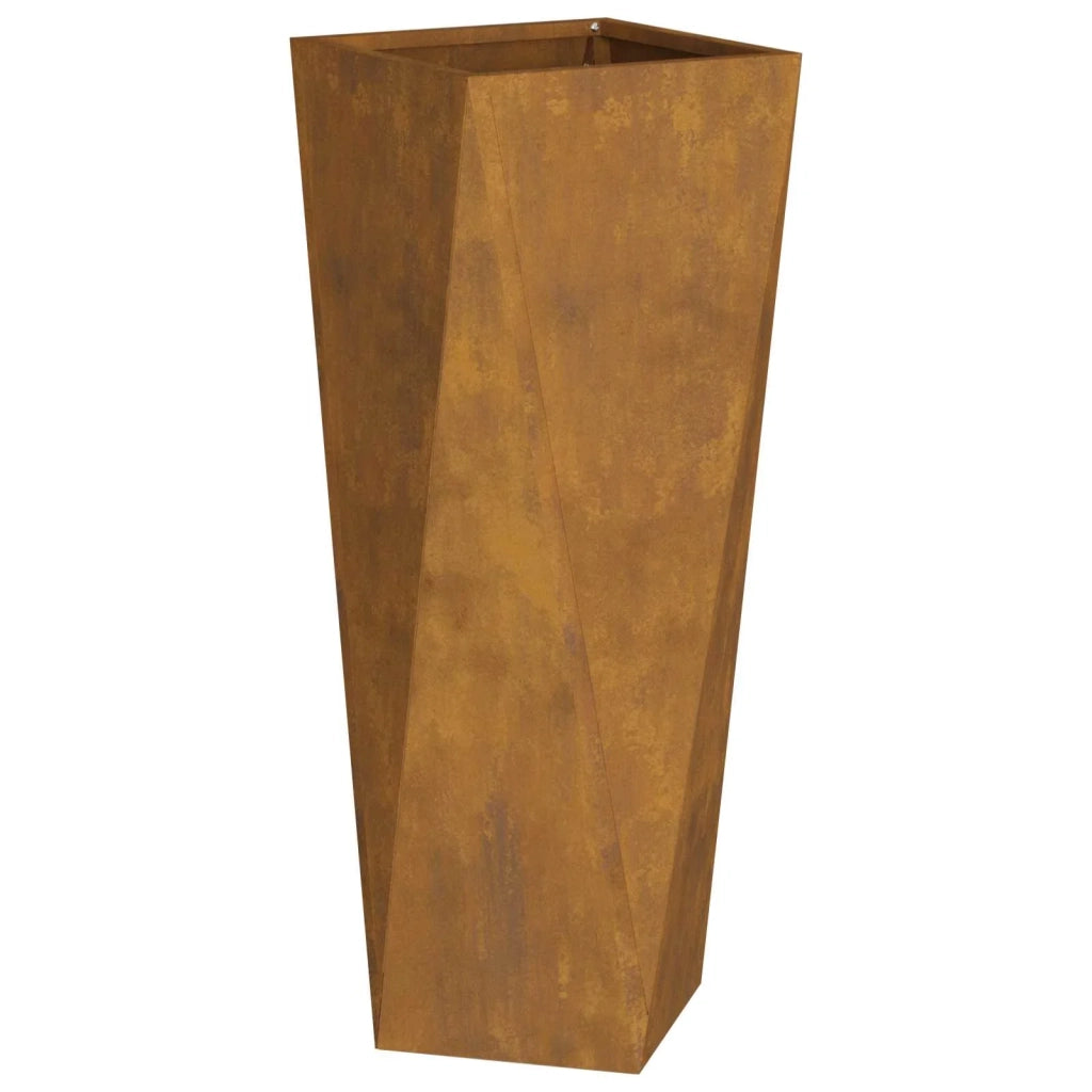 Set di 2 fioriere moderne da esterno 30 x 30 x 75 cm con base integrata in acciaio arrugginito 02_0053019