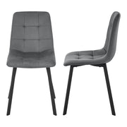 Set di 2 Sedie Lexnitz da Sala Pranzo Effetto Velluto - Grigio scuro [en.casa]