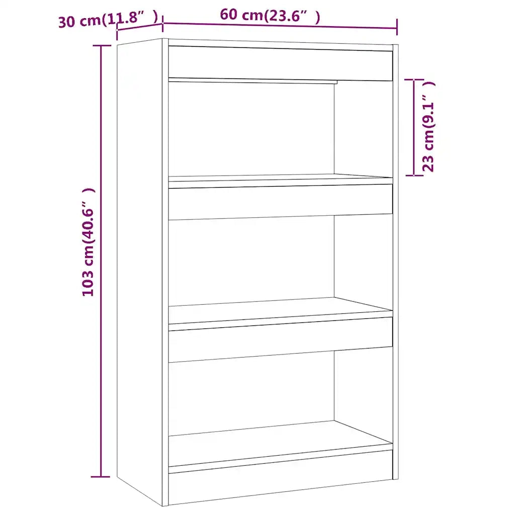 Libreria Divisorio-Scaffale per Libri-Mobile di Stoccaggio Grigio Cemento 60x30x103 cm in Truciolato