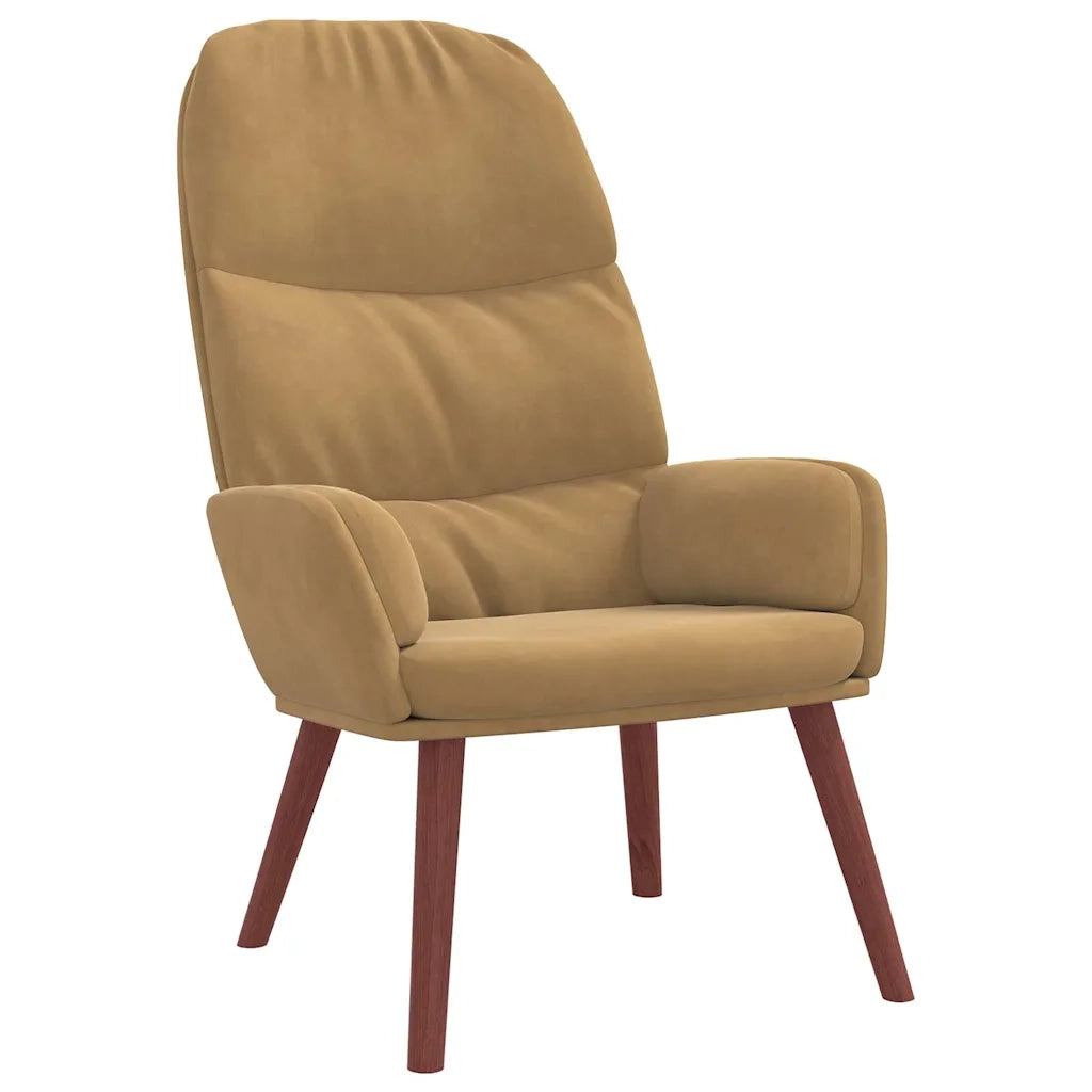 Poltrona Relax con Poggiapiedi Marrone in Velluto 3315124