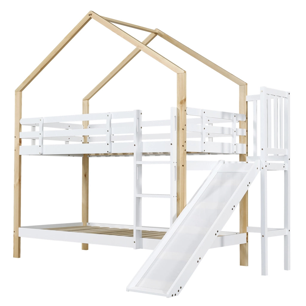 Letto a Castello con Scivolo e Scala ¨C MINIMAL ¨C Massello Bianco, 90x200