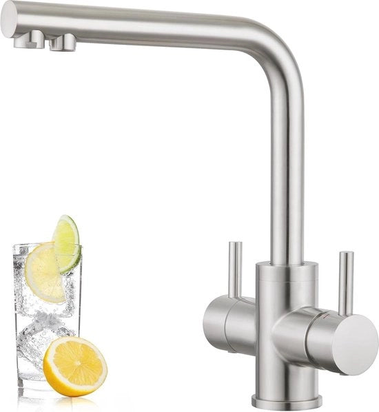4 viei rubinetti da cucina con uscita rotativa a 360° e funzione di filtraggio dell'acqua