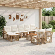 Set di divani da esterno 10 pcs Naturale e Bianco Crema 3437776