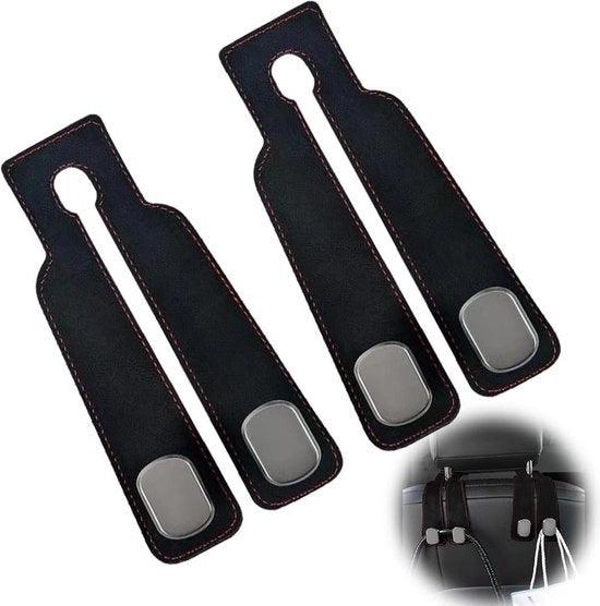 Hanger per sedile per auto - 2 pezzi, con cinturino in pelle, per sacchetti di spesa e borse