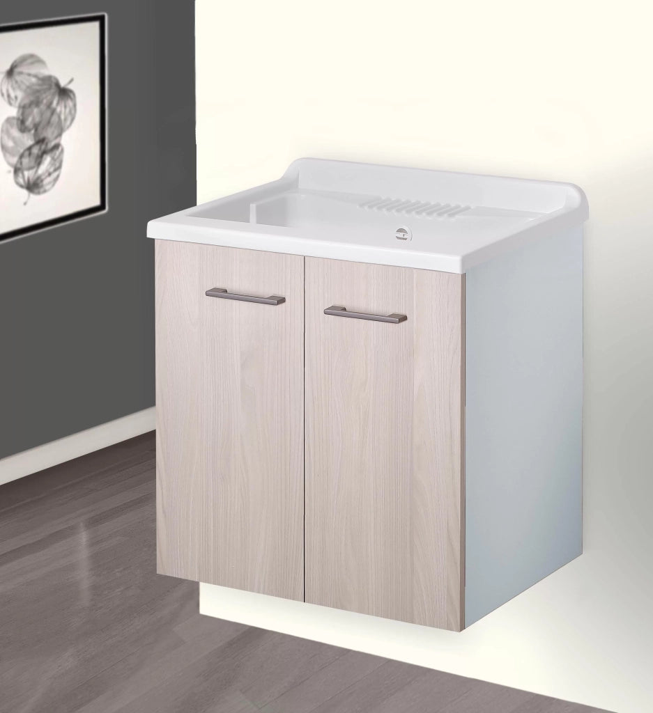 Lavatoio sospeso 60x50 con doppie ante olmo