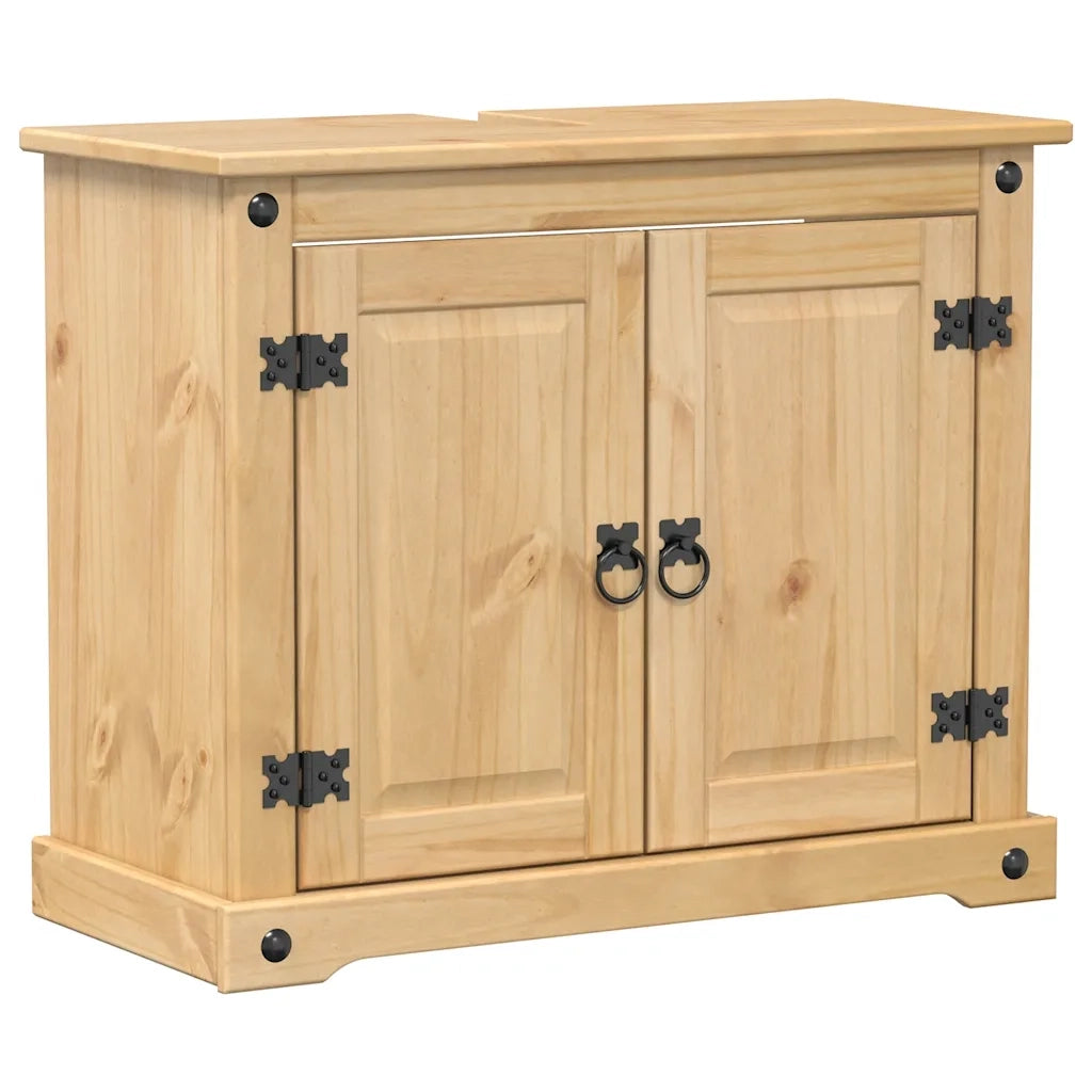 Set Mobili da Bagno 2 pz Corona in Legno Massello di Pino 3334636