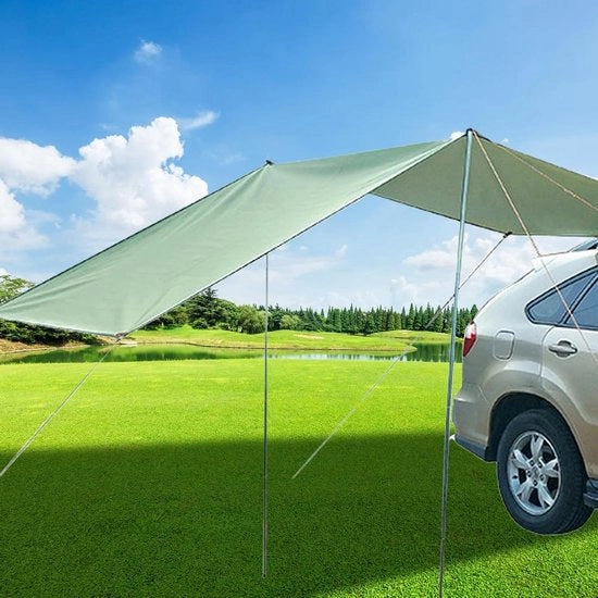 Autozijluifel per camping con protezione UV e autoluifel impermeabile - verde militare 440 x 200 cm