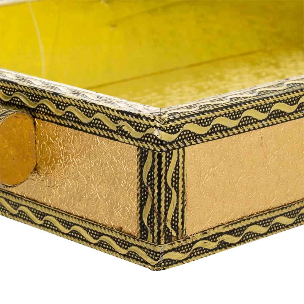 Vassoio in metallo dorato goffrato 33x18x4,5h