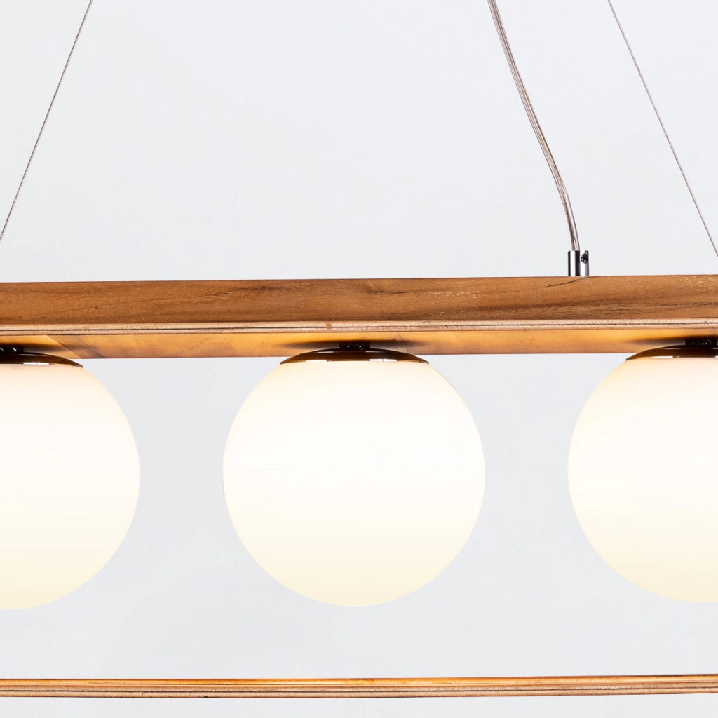Sospensione SFERA teak 85 cm 3 luci E27 Quintiesse