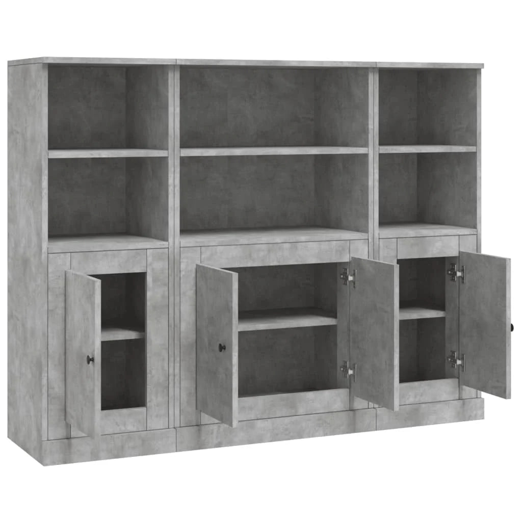 Buffet credenza cassettiera armadio mobile contenitore organizer per cucina soggiorno salotti 3 pezzi legno ingegnerizzato grigio 02_0037130