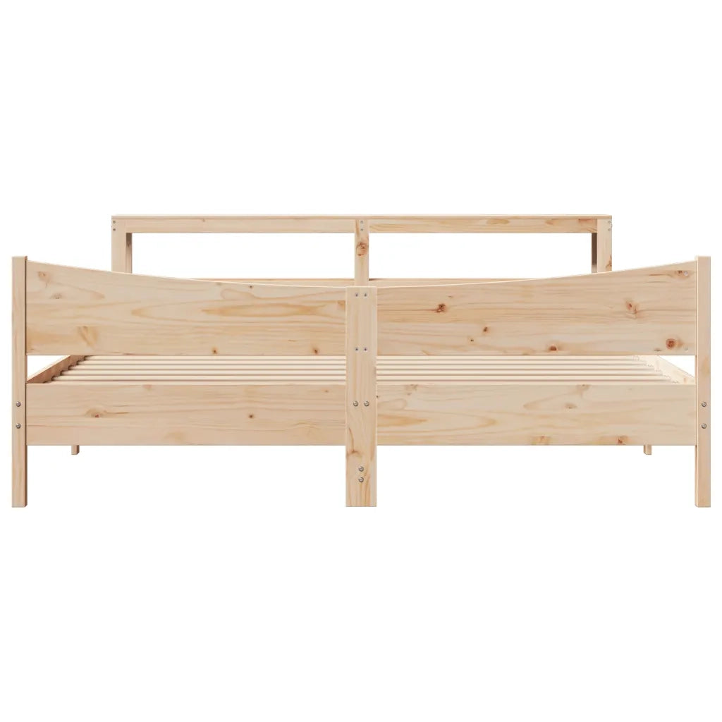 Giroletto con Testiera 200x200 cm in Legno Massello di Pino 3306291