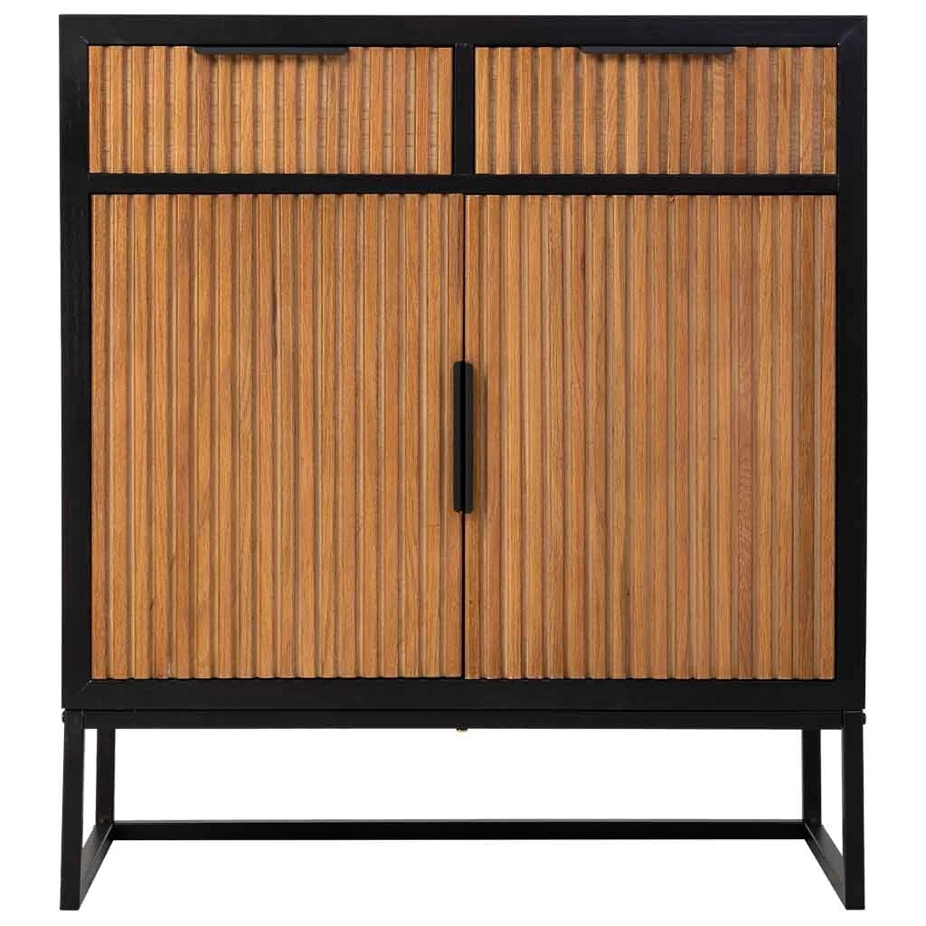 Credenza con 2 cassetti e 2 ante in legno e metallo nero 80x39,5x89