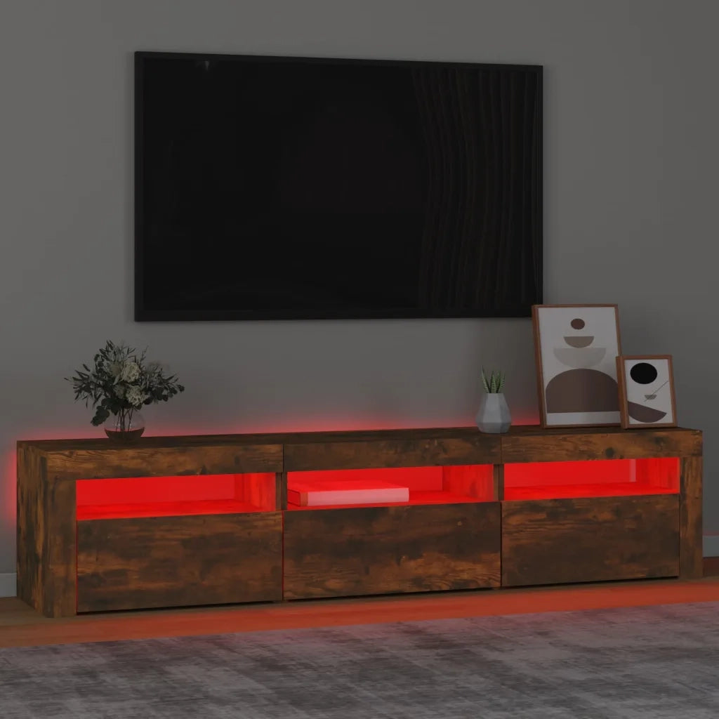 Mobile Porta TV con Luci LED Rovere Fumo 180x35x40 cm cod mxl 7579