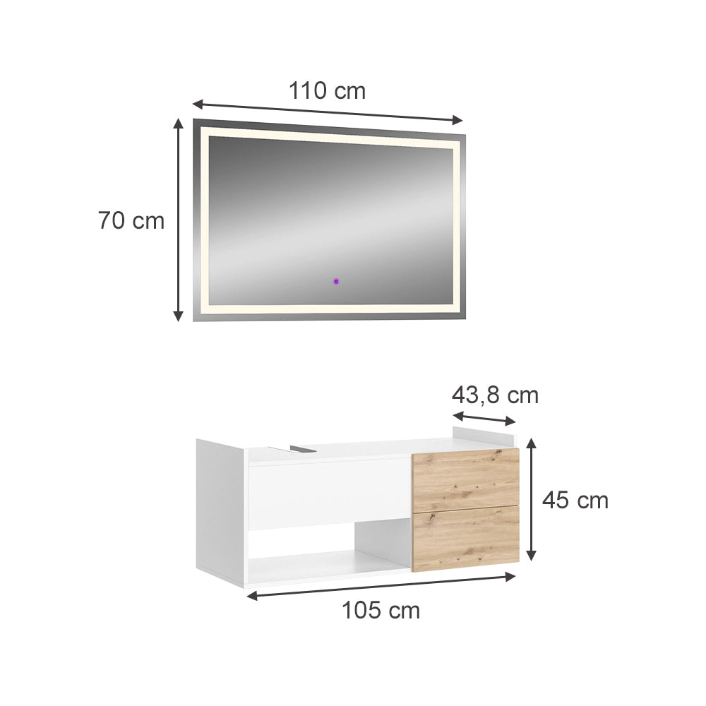 Vicco Set di mobili da bagno Bianco 2 parti