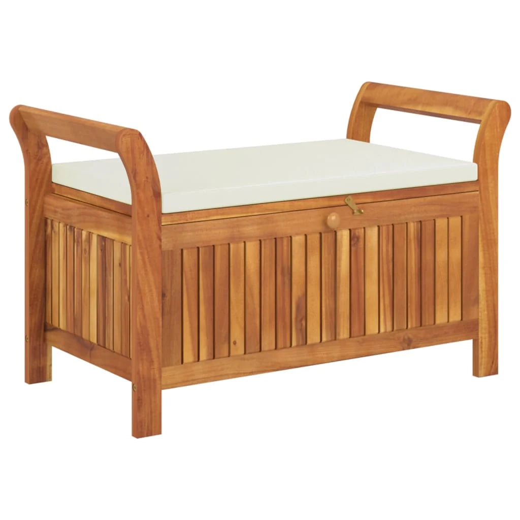 Panca da giardino mobili da esterno per patio contenitore da giardino con cuscino 91 cm legno di acacia 02_0011810