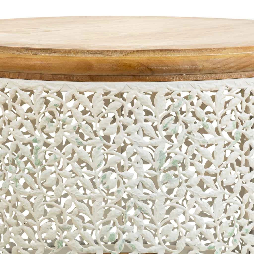 Tavolino in legno bianco e metallo 63,5x63,5x46,5h
