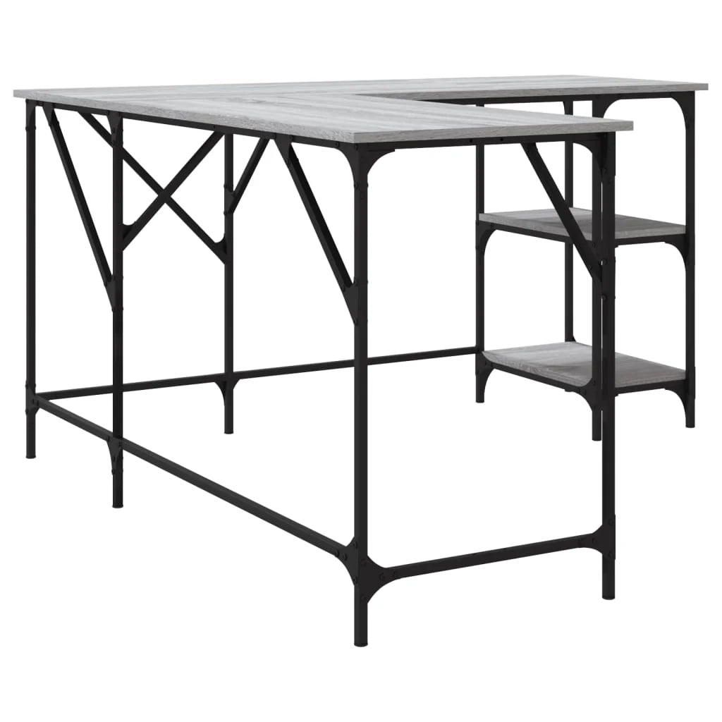 Scrivania Sonoma postazione computer mobile per computer scrivania da studio 139 x 139 x 75 cm legno ingegnerizzato grigio 02_0023949