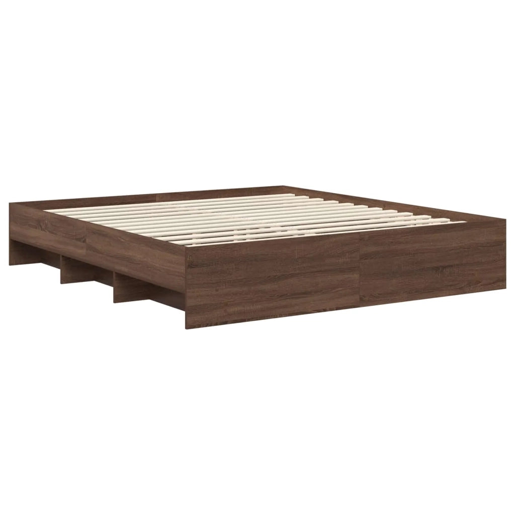 Struttura del letto con testiera Rovere Marrone 200 x 200 cm