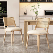 Set di 2 sedie in rattan con seduta in PU; beige