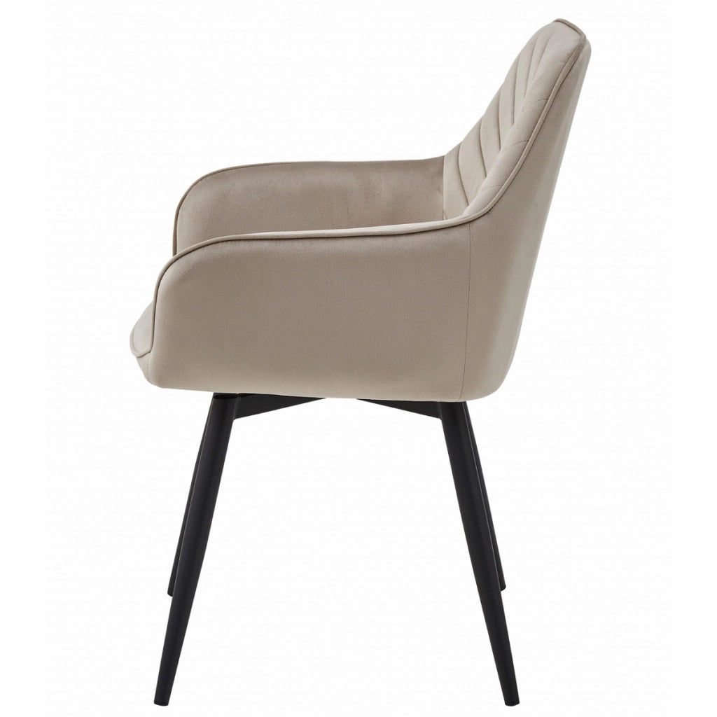 Sedia girevole Nana360 in velluto beige scuro