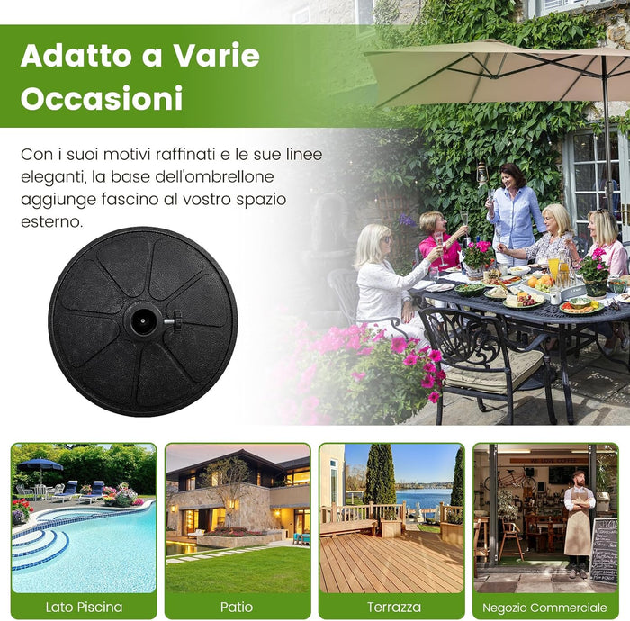 Base Ombrellone da Esterno 14 kg, Supporto Rotondo per Ombrellone 45 CM con Diametro Palo 38/48 MM, Base per Ombrellone Robusta da Giardino Terrazzo Esterno