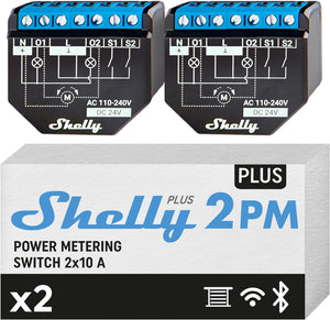 Shelly Relè interruttore a due canali, Wi-fi e bluetooth, Shelly Plus 2PM Pack x2