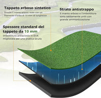 Tappeto da Allenamento Golf 3-in-1, Tappetino da Allenamento in Erba Sintetica con 2 Punte da Golf, 2 Aste di Allineamento e 3 Fori Preforati per le Punte
