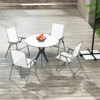 Set di 2/4 Sedie Pieghevoli da Giardino in Textilene, Sedie da Esterno con Schienale Alto, Poltrona Portatile per Giardino Campeggio Patio, Portata 150 kg (4, Bianco, 62 x 58 x 96 cm)