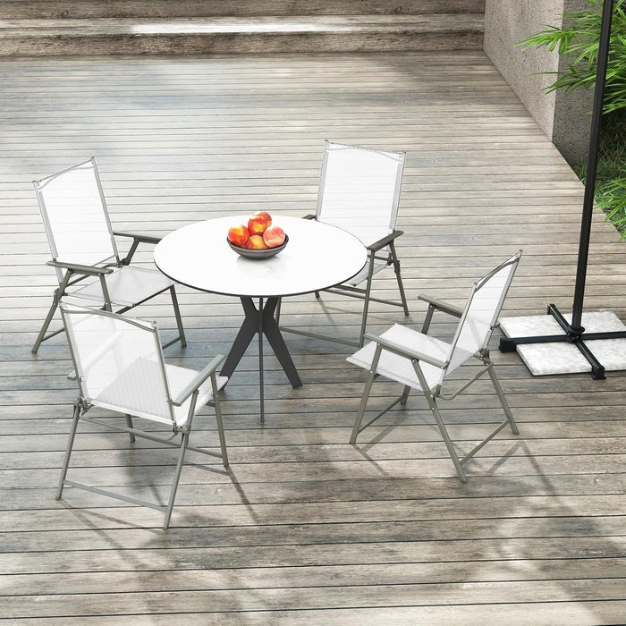 Set di 2/4 Sedie Pieghevoli da Giardino in Textilene, Sedie da Esterno con Schienale Alto, Poltrona Portatile per Giardino Campeggio Patio, Portata 150 kg (4, Bianco, 62 x 58 x 96 cm)