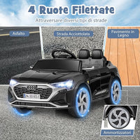 12V Audi Auto Elettrica per Bambini, Veicolo Elettrico con Telecomando Clacson Luci LED Musica, 3 Velocità 3-5 Km/h, Avvio Morbido, Auto per Bambini 3 Anni+ (Nero)