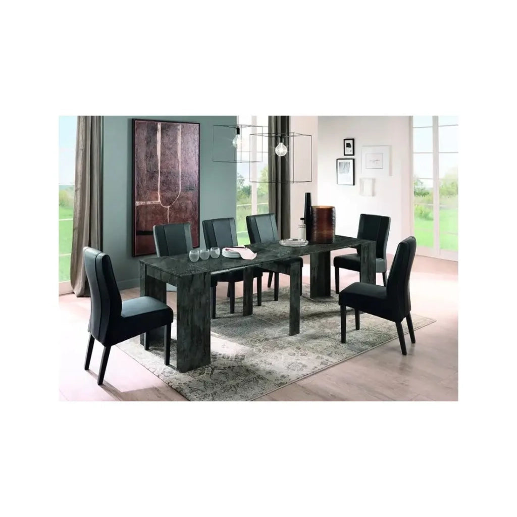 Consolle estensibile, Collezione NOSOL, colore grigio effetto marmo lucido, dimensioni 54x78cm.