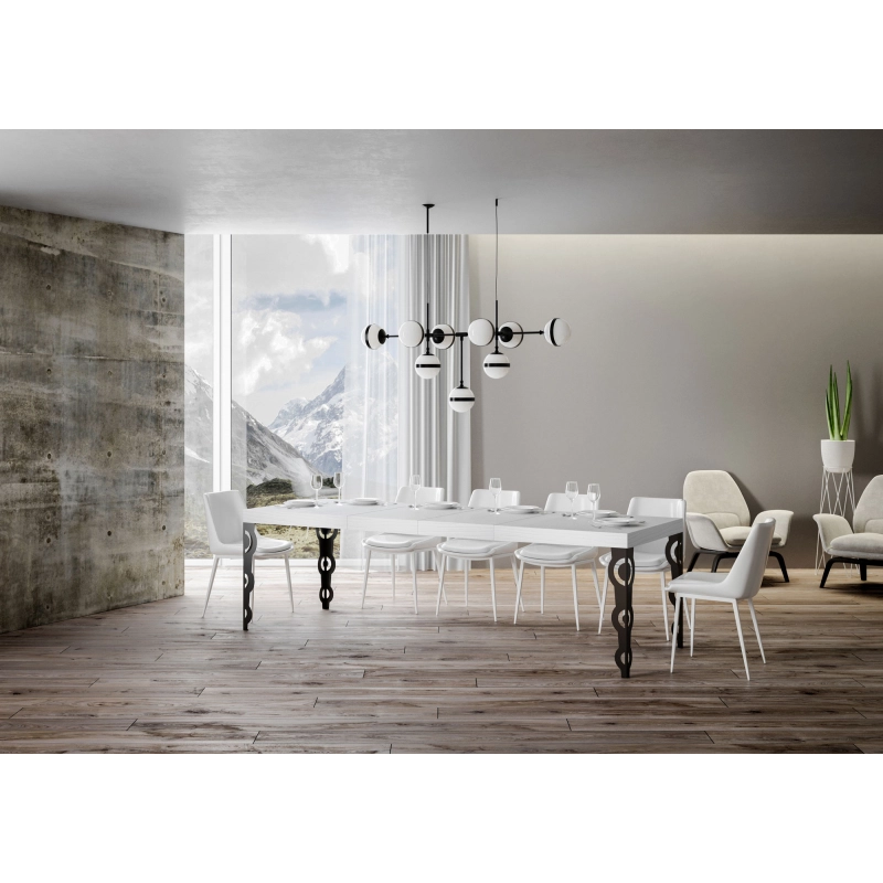 Tavolo allungabile 90x180/284 cm Karamay Premium telaio Antracite - Bianco Frassino
