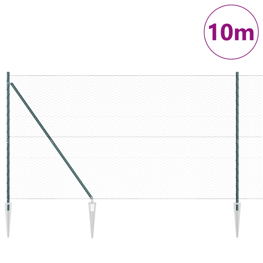 Recinzione Esagonale Verde 1.5x10 m in Acciaio