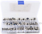 Assortimento di Viti a Cinque Viti 170 pezzi - Acciaio Inox/Nylon - M3/M4/M5/M6/M8/M10/M12 - Autoallentanti - Scatola di Raccordo in Plastica - Solida e Corrosione Resistente - Viti