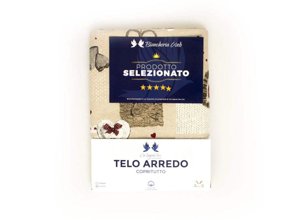 Telo Arredo Granfoulard Copritutto Cotone Made Italy Vari Disegni Arredatutto Copriletto Multiuso - 2 Piazze - Holly Bordeaux