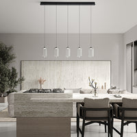 Lampadario Lineare Contemporaneo Hunter Alluminio Nero Vetro 5 Luci Led 5W 3000K